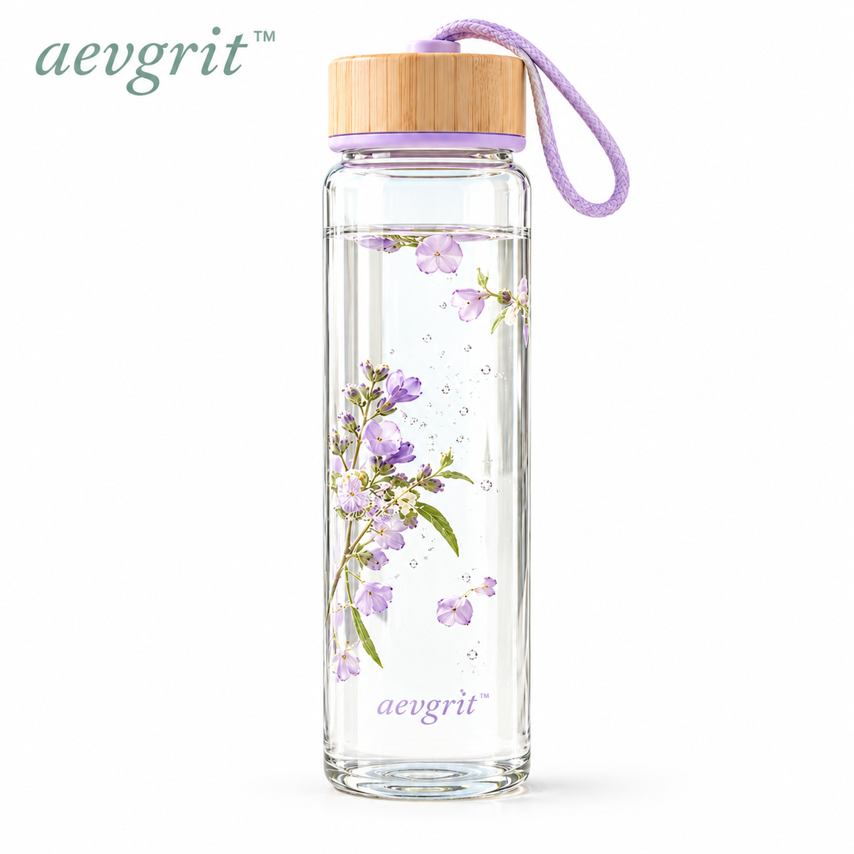 𝒂𝒆𝒗𝒈𝒓𝒊𝒕™ 22 oz Glass Water Bottle with Bamboo Lid and Carry Loop