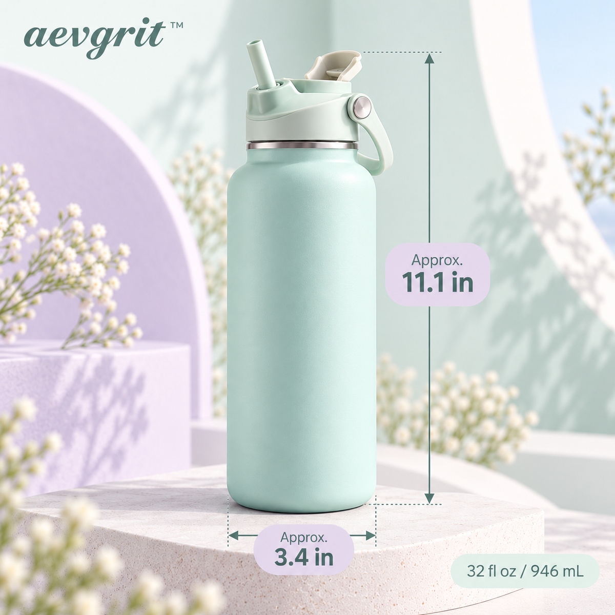 𝒂𝒆𝒗𝒈𝒓𝒊𝒕™ 32 oz Dual-Sip Vacuum Insulated Water Bottle