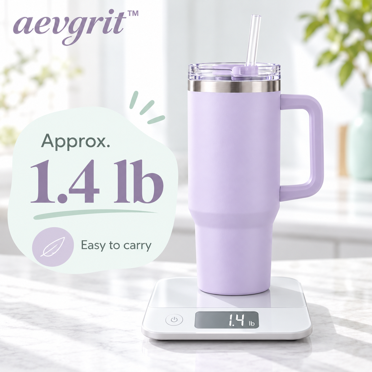 𝒂𝒆𝒗𝒈𝒓𝒊𝒕™ 40 oz Insulated Tumbler with Handle and Straw