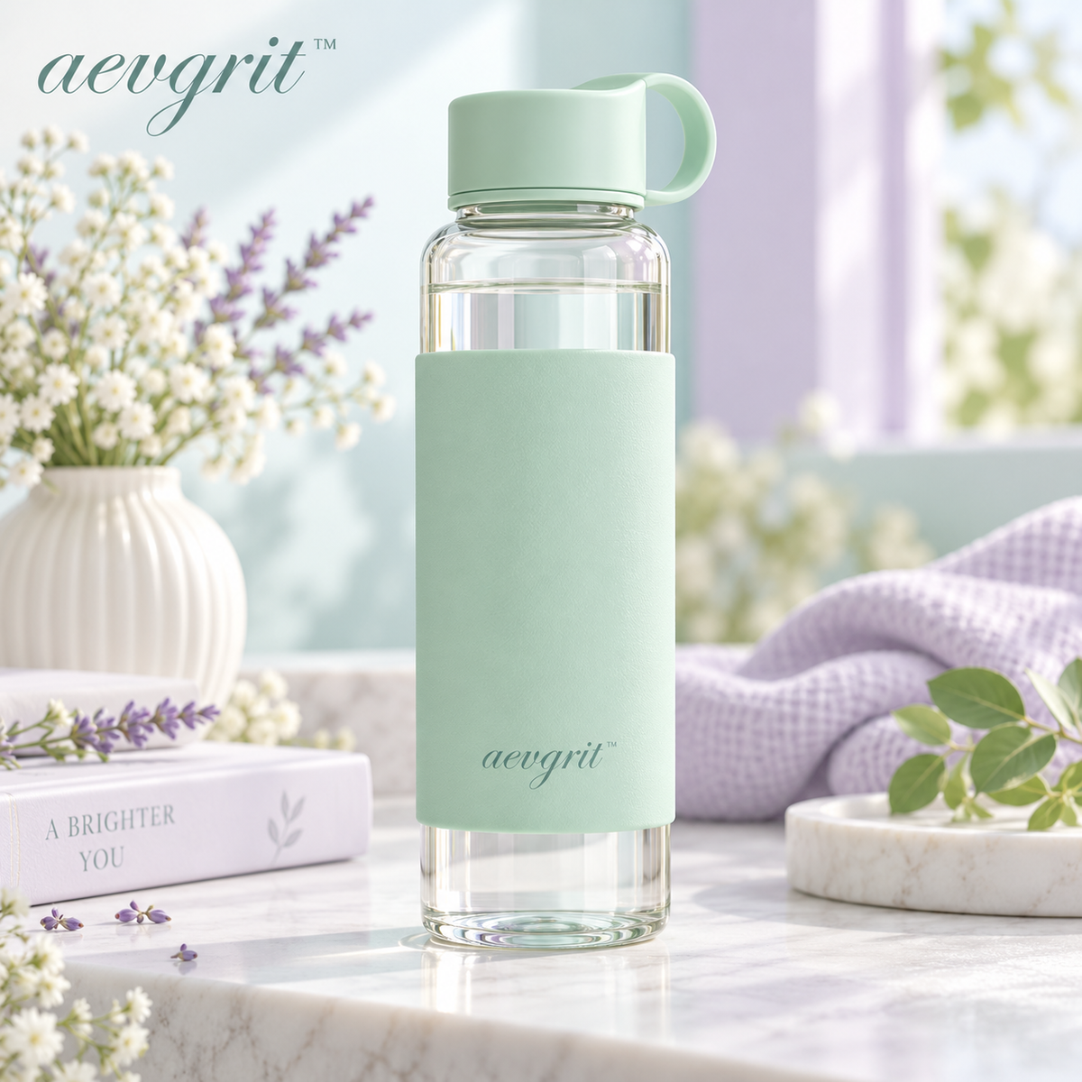 𝒂𝒆𝒗𝒈𝒓𝒊𝒕™ 16 oz Borosilicate Glass Water Bottle with Silicone Sleeve