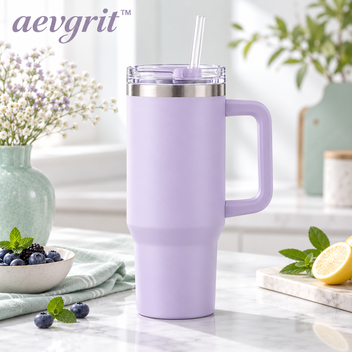 𝒂𝒆𝒗𝒈𝒓𝒊𝒕™ 40 oz Insulated Tumbler with Handle and Straw