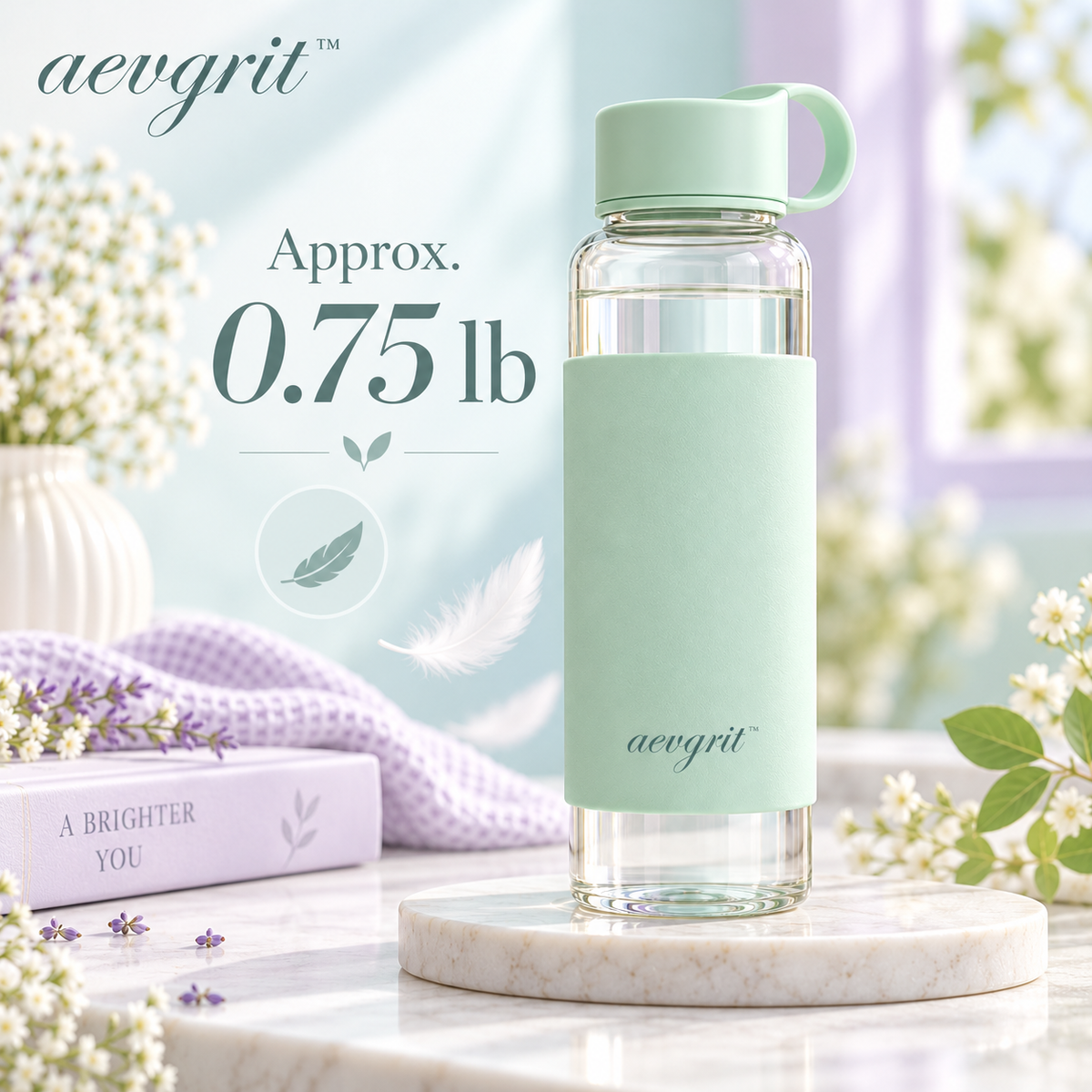 𝒂𝒆𝒗𝒈𝒓𝒊𝒕™ 16 oz Borosilicate Glass Water Bottle with Silicone Sleeve
