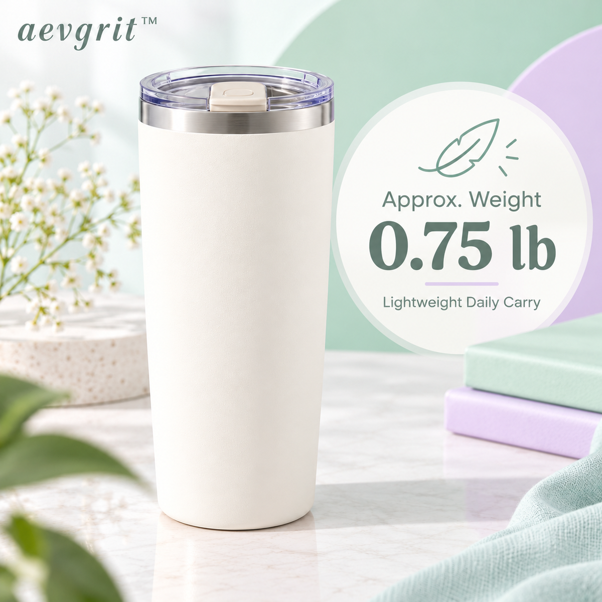 𝒂𝒆𝒗𝒈𝒓𝒊𝒕™ 20 oz Double-Wall Insulated Travel Tumbler with Slide Lid